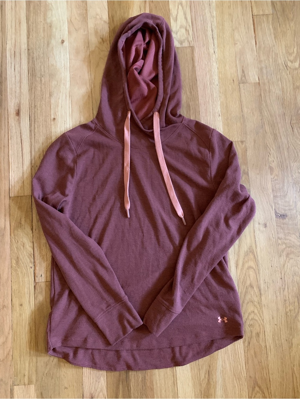 Under Armour Women's Burgundy Hooded Pullover with Pink Drawstrings